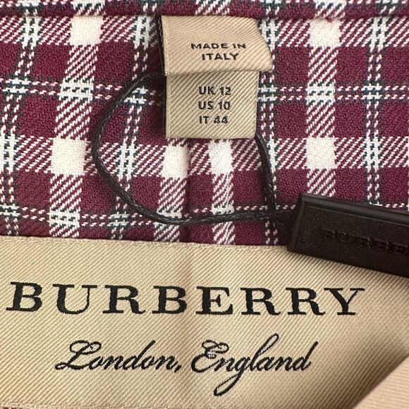 $1,450 BURBERRY NWT Purple Burgundy & White Plaid Blazer Jacket Coat – Size 10 - Picture 13 of 16
